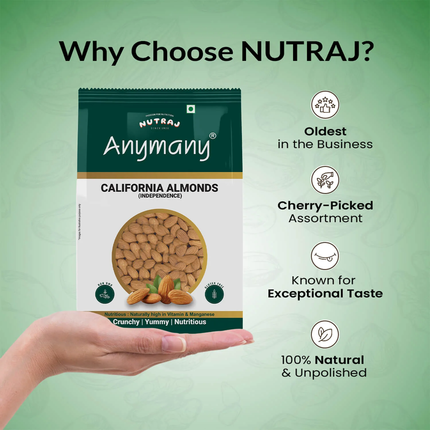 Nutraj Anymany Californian Almonds Badam 1kg - Image 4
