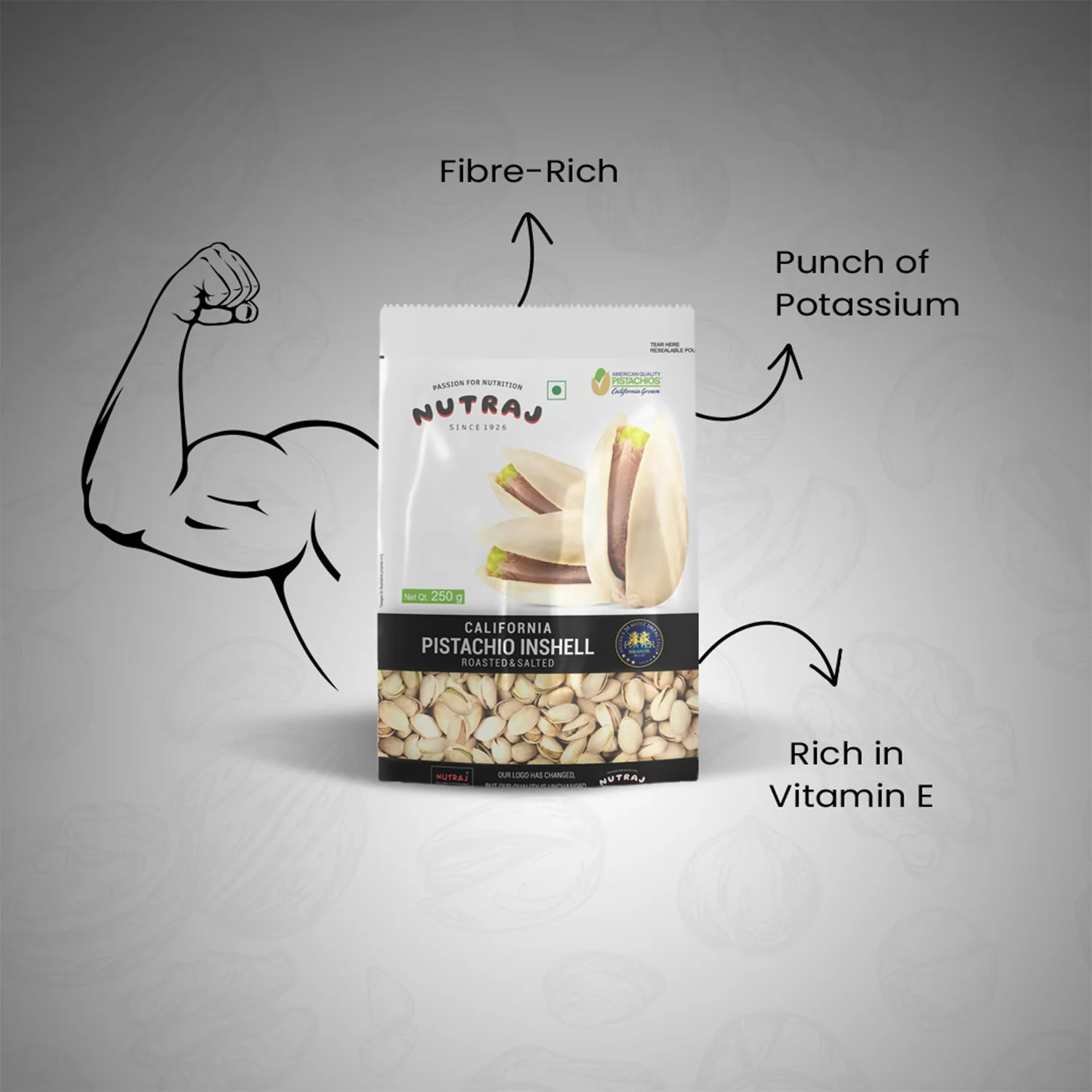 Nutraj California Roasted & Salted Pistachios Inshell (Pista) 250gm - Image 6
