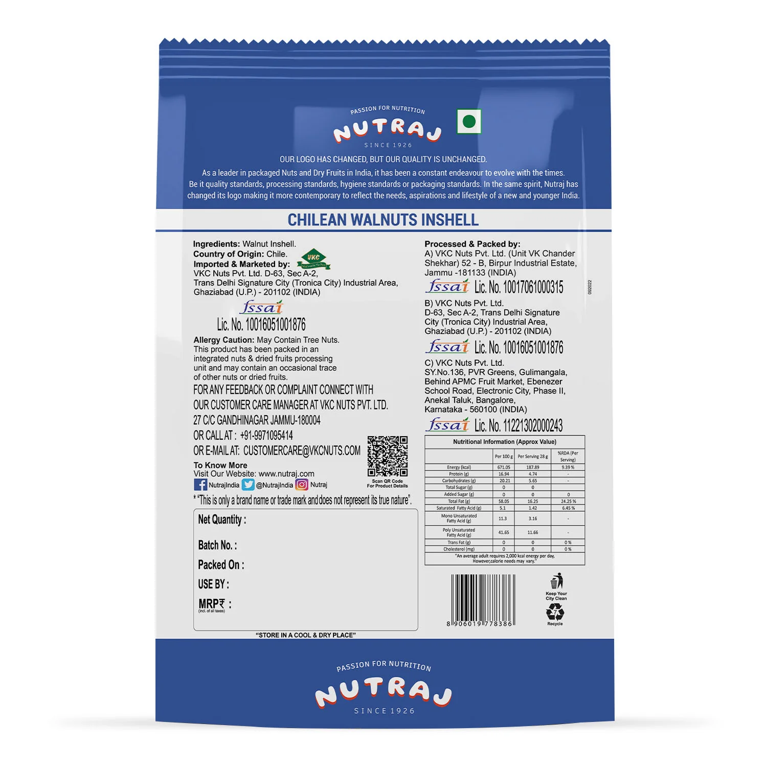 Nutraj Chilean Walnut Inshell 1kg - Image 3