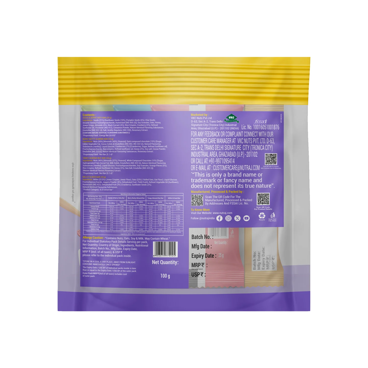 Nutraj For Good Daily Nutrition Protein Energy Nut Bar 100g (25g x 4 Bars) - Image 8