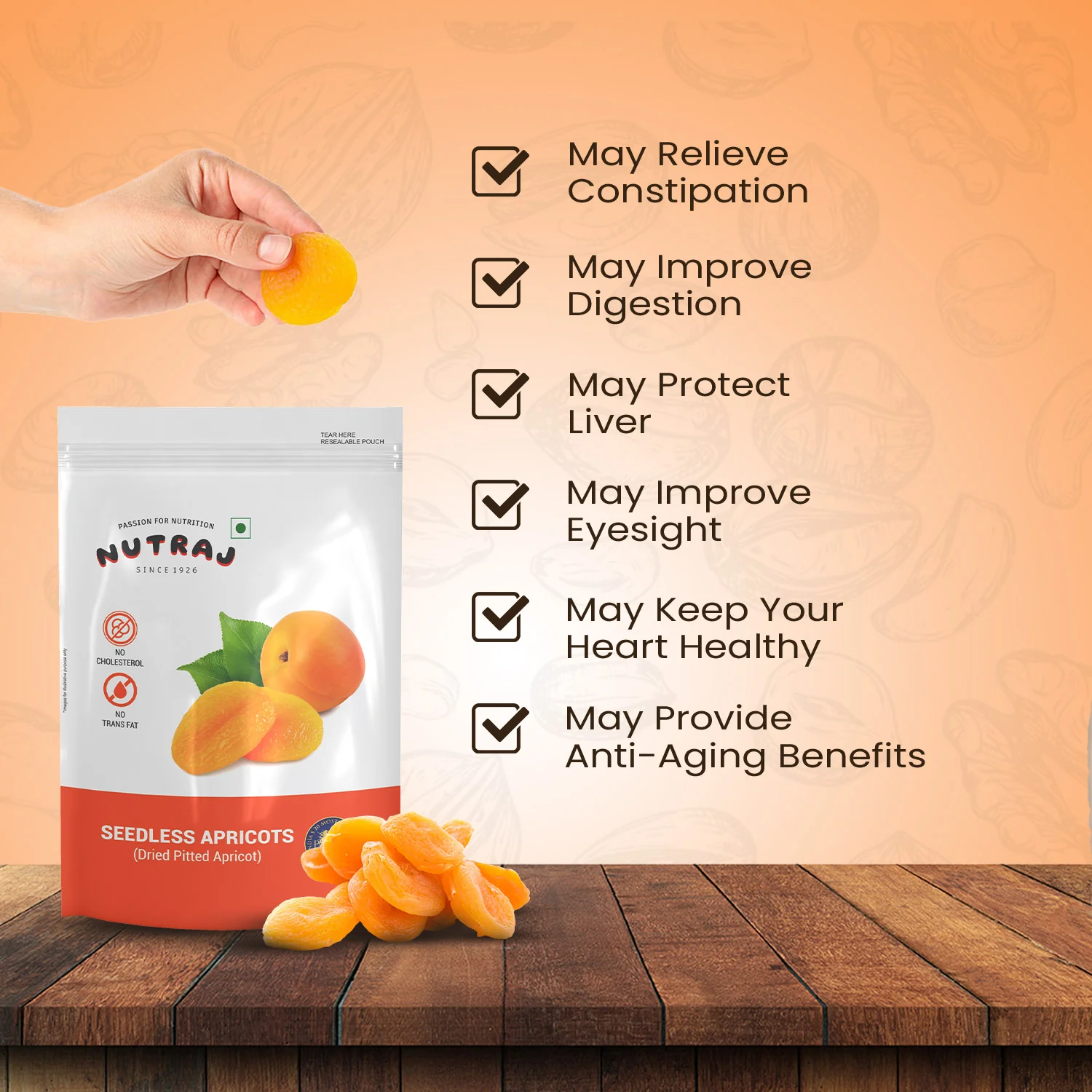 Nutraj Premium Dried Pitted Turkish Apricots 200gm - Image 5