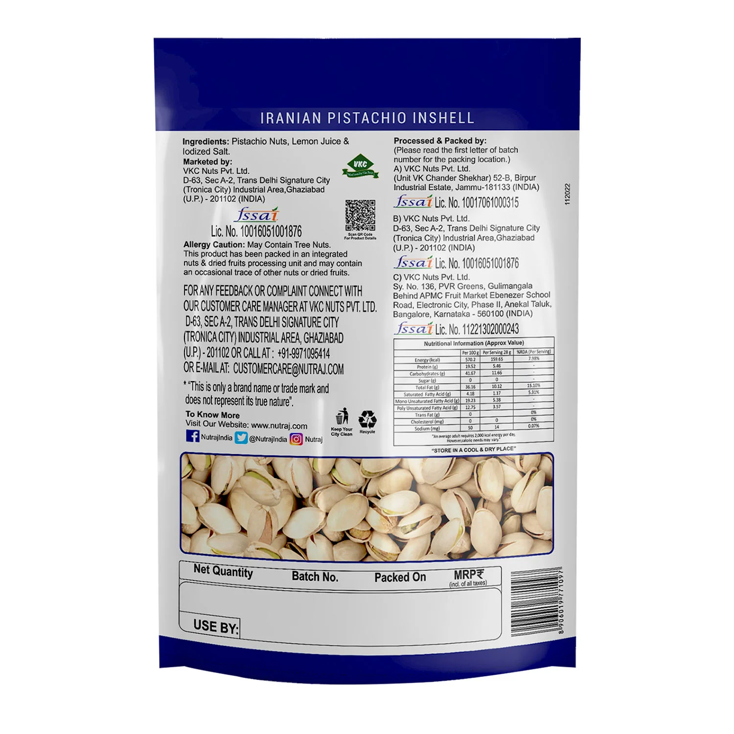 Nutraj Iranian Roasted & Salted Pistachios Inshell (Pista) 250gm - Image 3