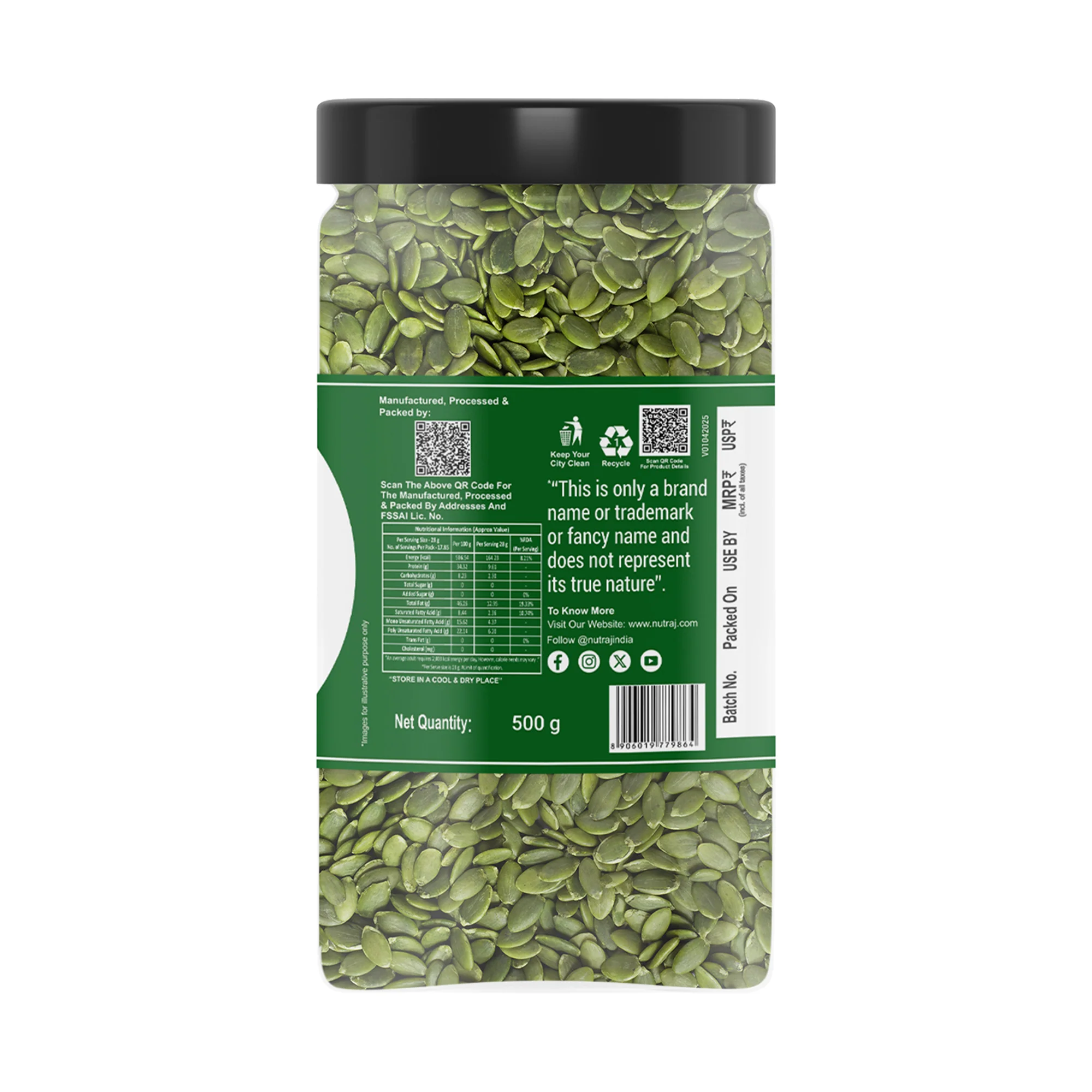 Nutraj Pumpkin seeds 500g Jar - Image 3