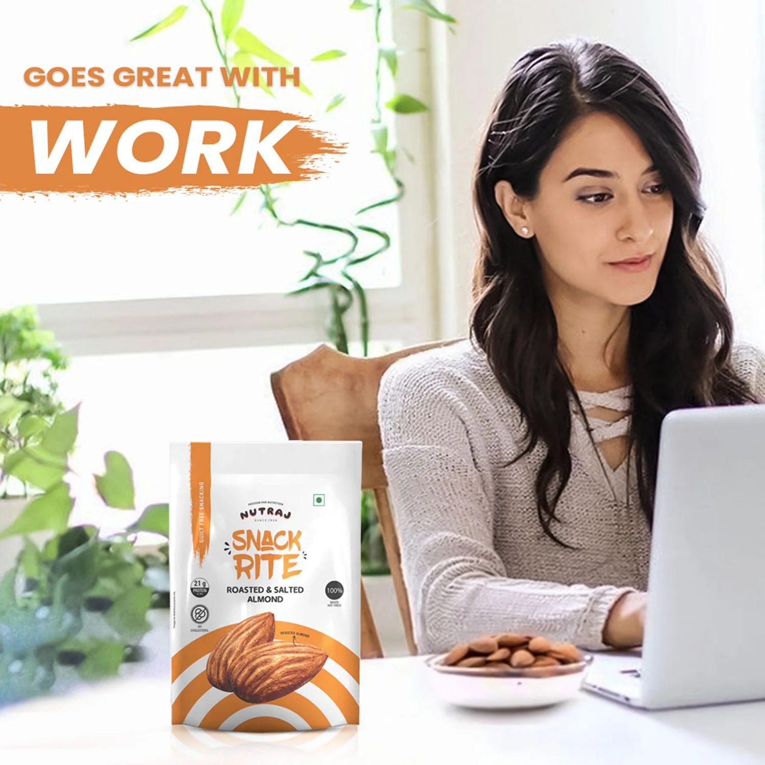 Roasted & Salted Almonds Badam 150gm - Nutraj Snackrite - Image 10