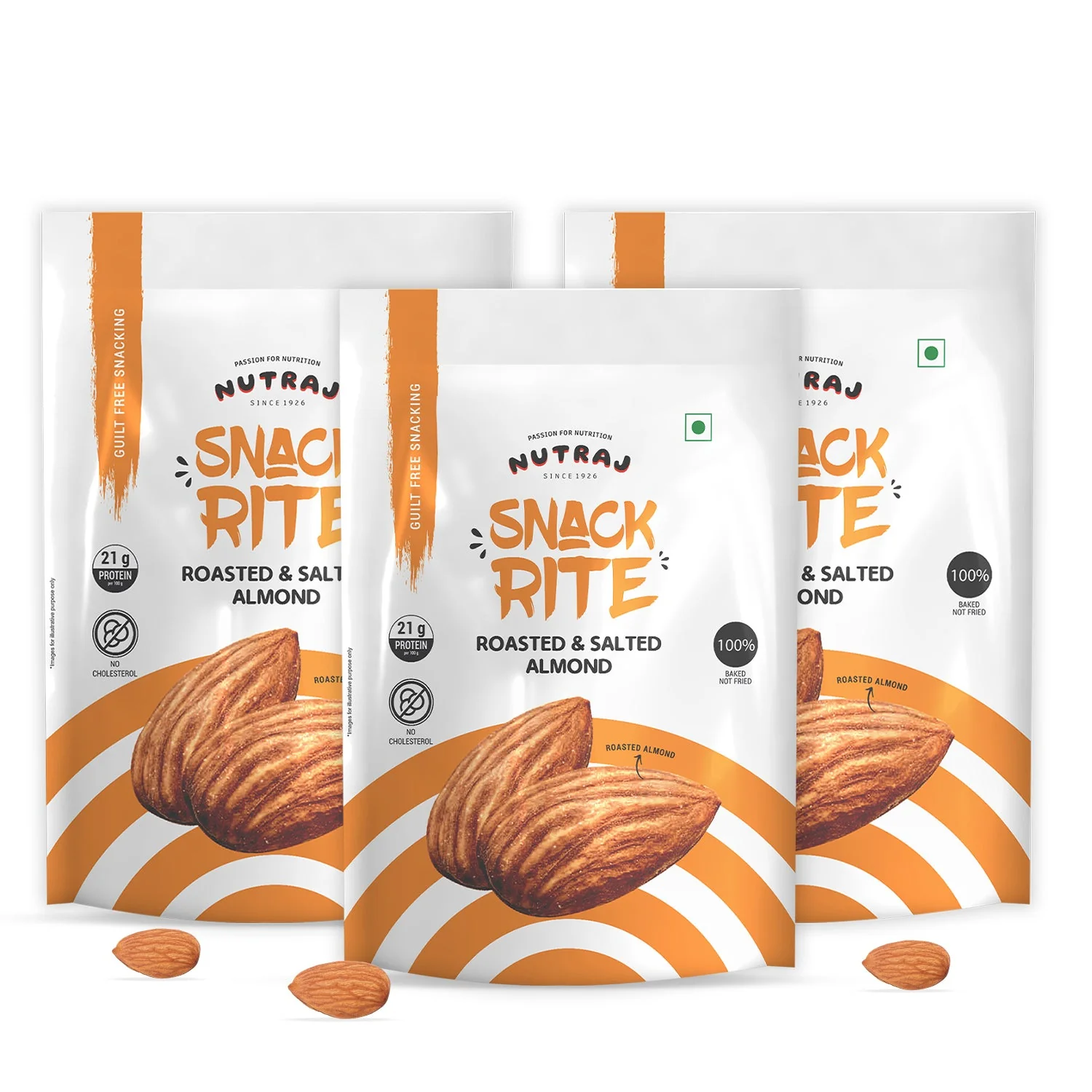 Roasted & Salted Almonds Badam 150gm - Nutraj Snackrite - Image 11