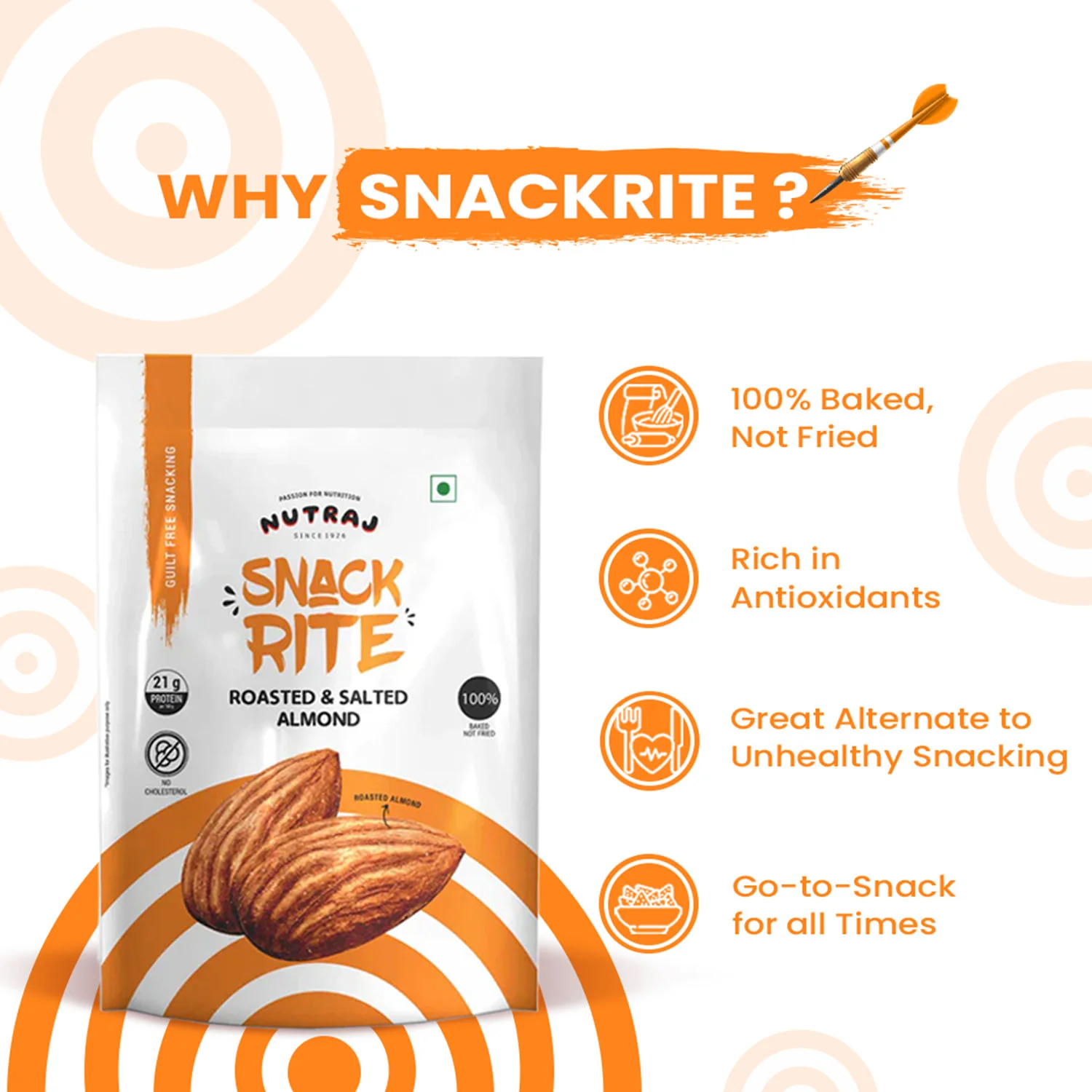 Roasted & Salted Almonds Badam 150gm - Nutraj Snackrite - Image 5