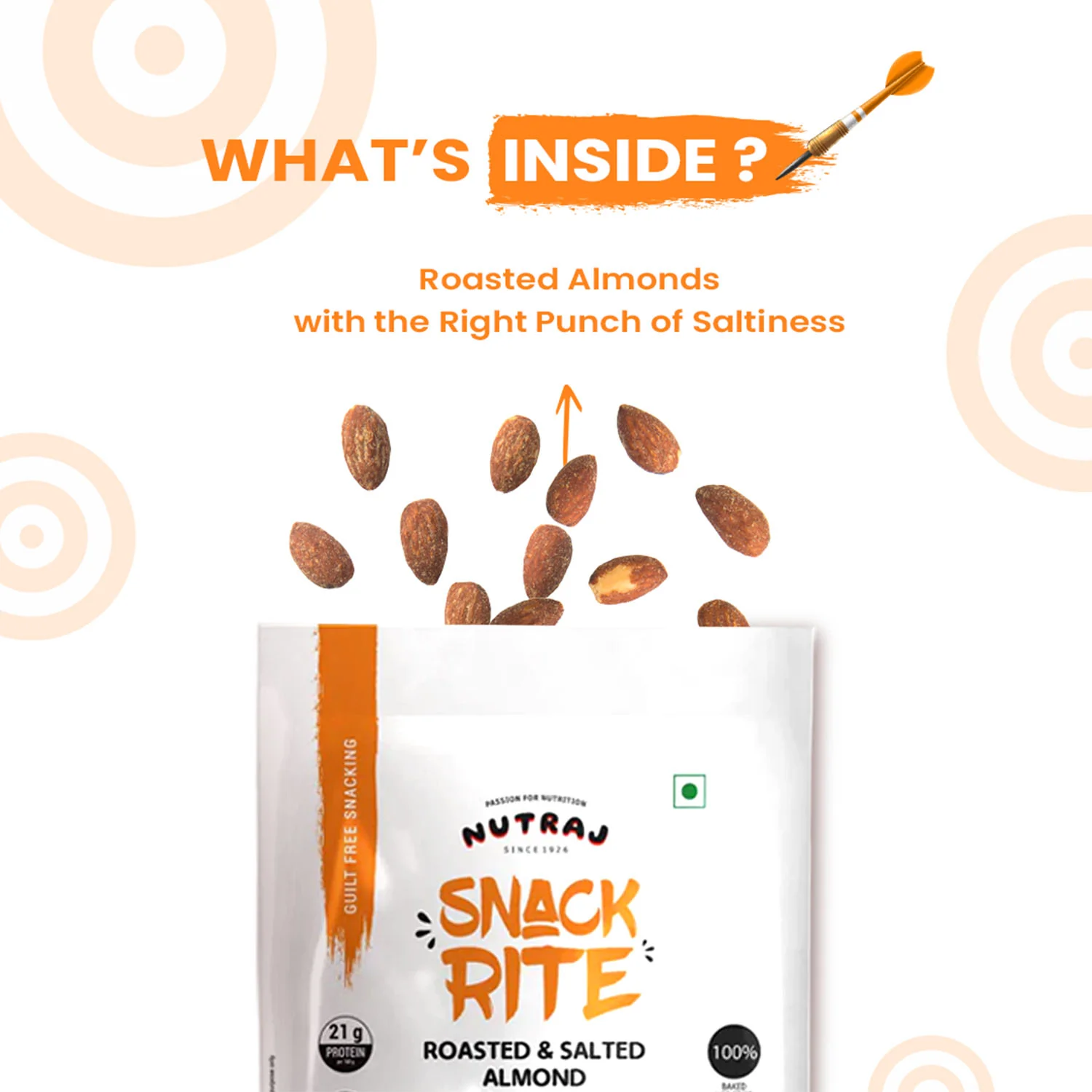 Roasted & Salted Almonds Badam 150gm - Nutraj Snackrite - Image 6