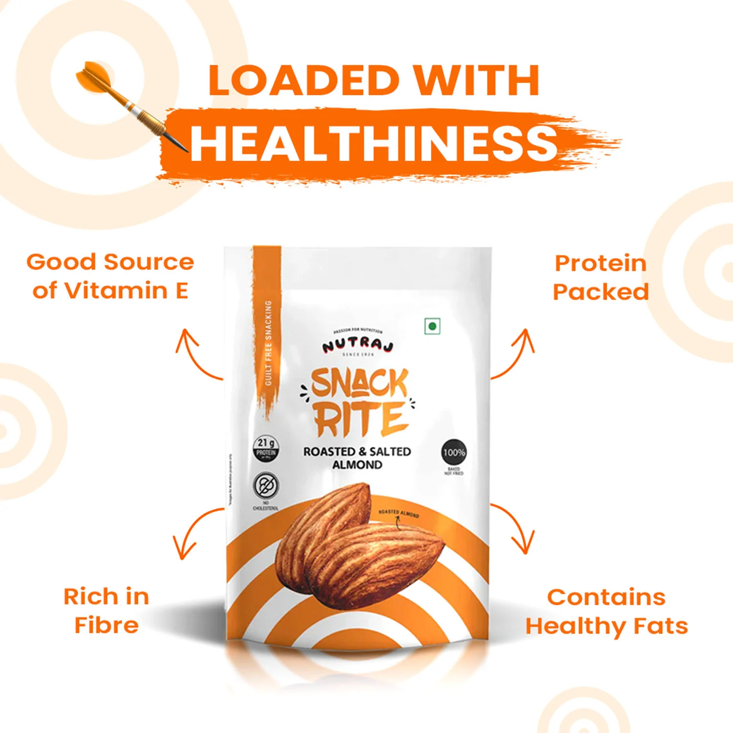 Roasted & Salted Almonds Badam 150gm - Nutraj Snackrite - Image 7