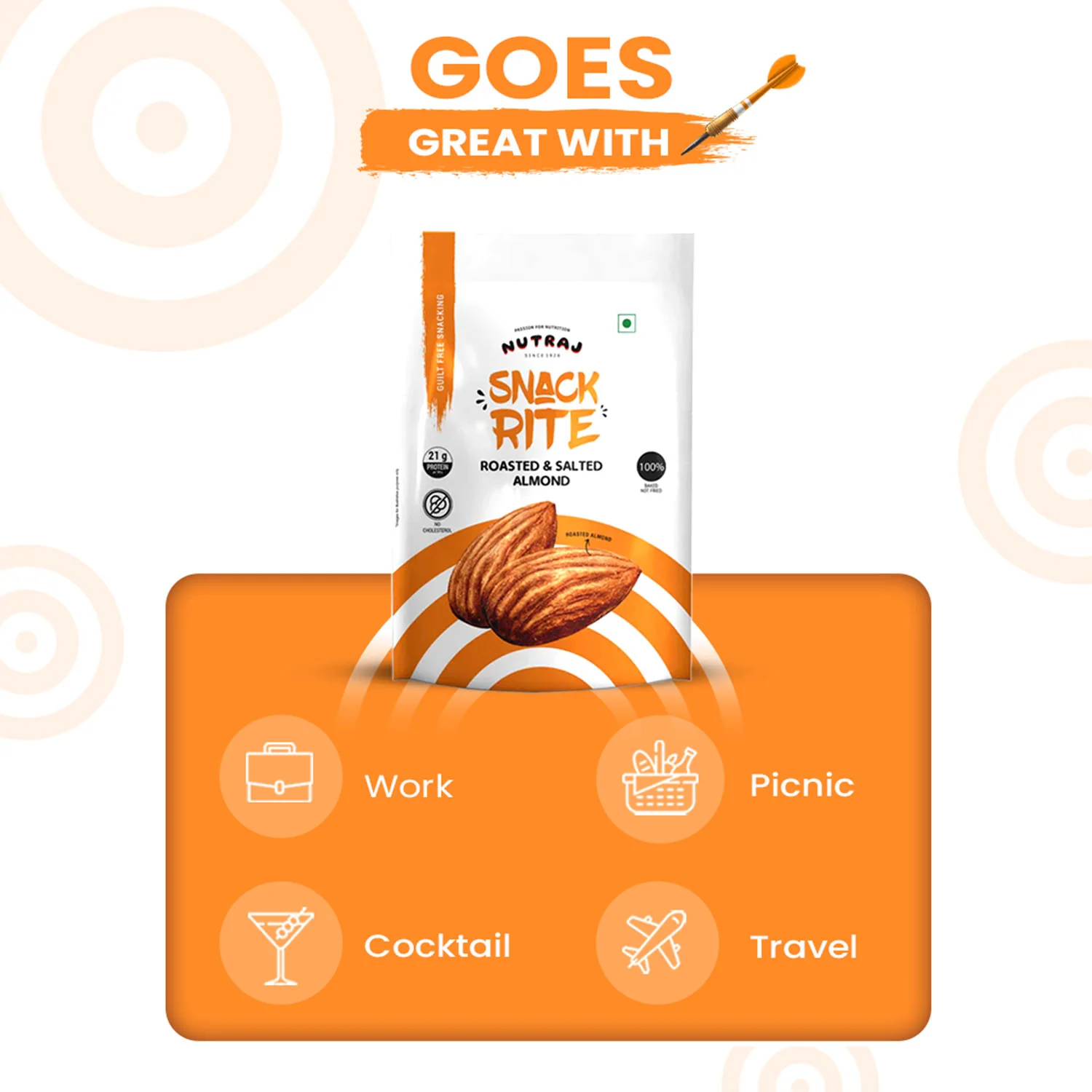 Roasted & Salted Almonds Badam 150gm - Nutraj Snackrite - Image 8