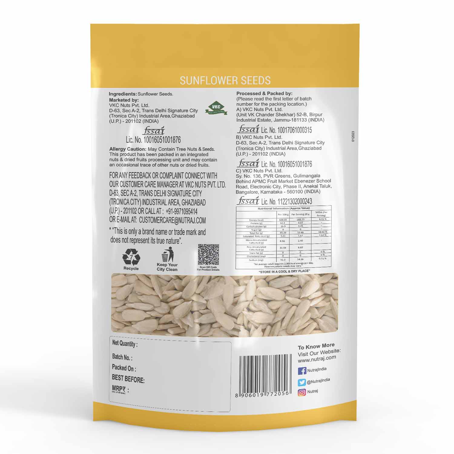 Nutraj Sunflower Seeds & Pumpkin Seeds Combo 400g - (200g Each) - Image 3