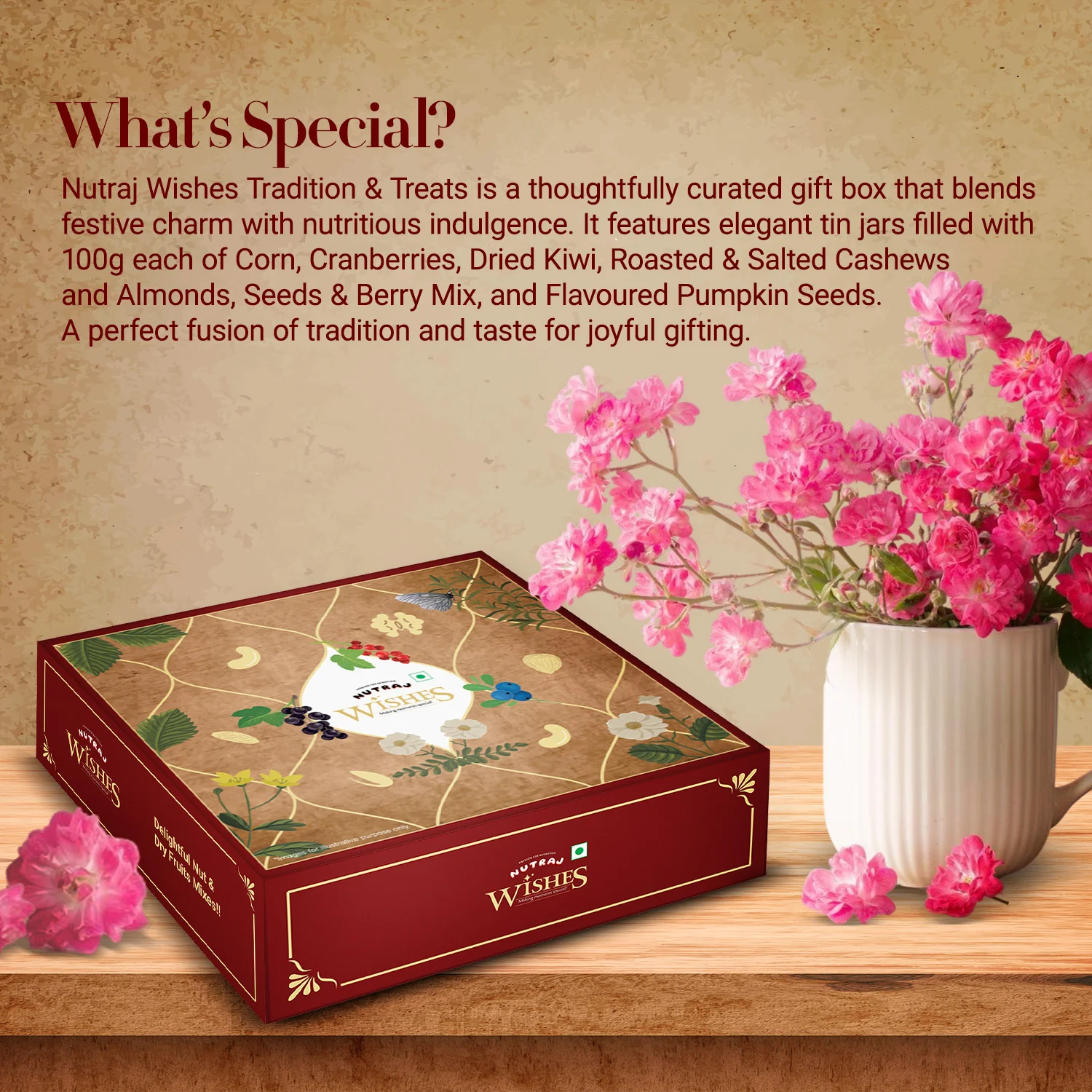 Nutraj Wishes Tradition & Treats 600g Diwali Gift Box | GB-159 - Image 3