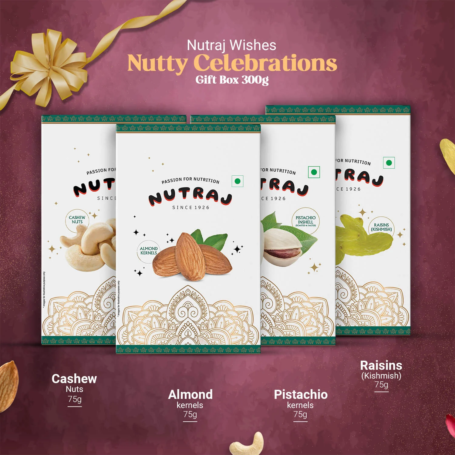 Nutraj Wishes Nutty Celebration Diwali Gift Box 300g | GB - 62 - Image 4